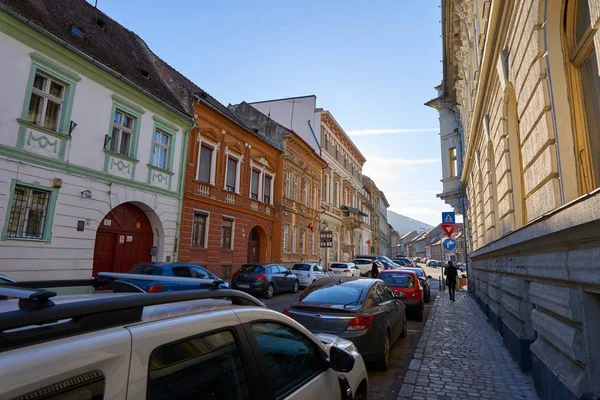 Brasov Ρουμανία Δεκεμβρίου 2019 Ζωή Στην Οδό Στο Παλιό Κέντρο — Φωτογραφία Αρχείου