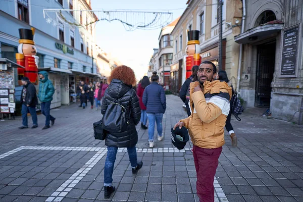 Brasov Romania December 15Th 2019 Unidentified Gypsy Beggar Streets Old — Stock Photo, Image