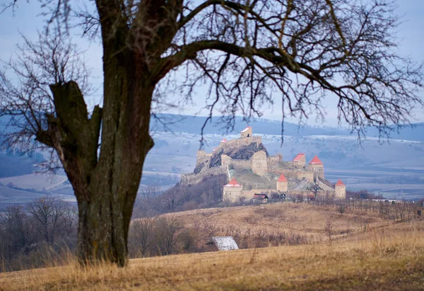 丘の上に中世の要塞遺跡 — ストック写真