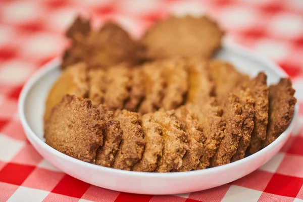 Biscoitos Digestivos Aveia Saudáveis Caseiros Uma Tigela — Fotografia de Stock