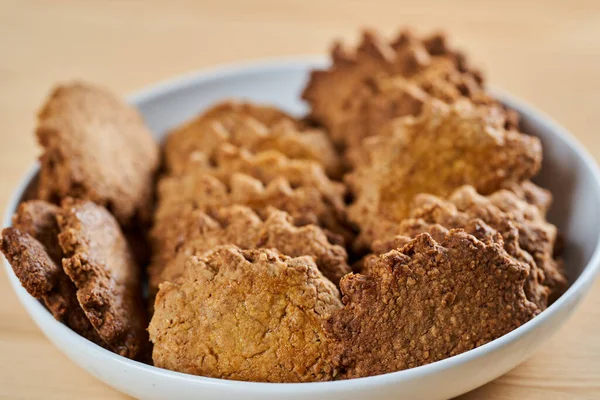 Biscuits Digestifs Avoine Sains Faits Maison Dans Bol — Photo