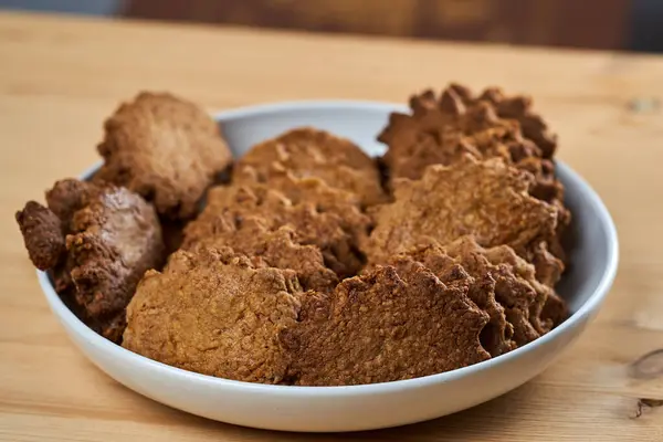 Biscoitos Digestivos Aveia Saudáveis Caseiros Uma Tigela — Fotografia de Stock