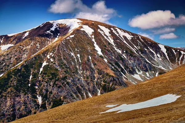 Krajina Horami Létě Stále Mají Skvrny Sněhu Royalty Free Stock Fotografie