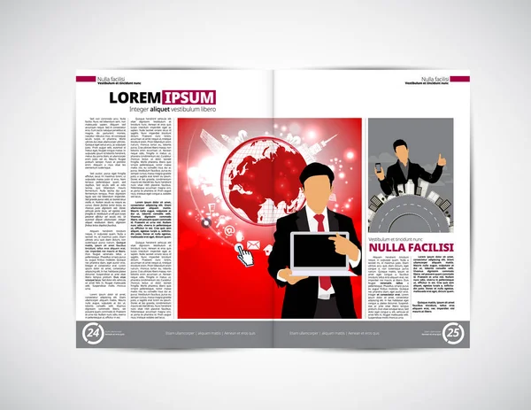 Magazine de mise en page avec illustration d'entreprise — Image vectorielle