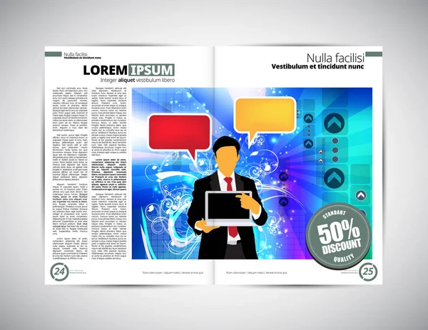 Revista de layout com ilustração de negócios — Vetor de Stock