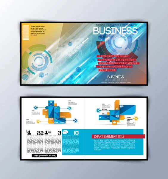Magazine d'affaires de mise en page avec infographies — Image vectorielle