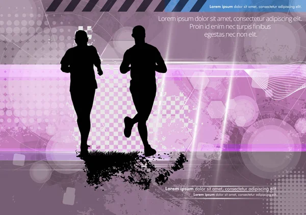 Maraton koşucular illüstrasyon — Stok Vektör
