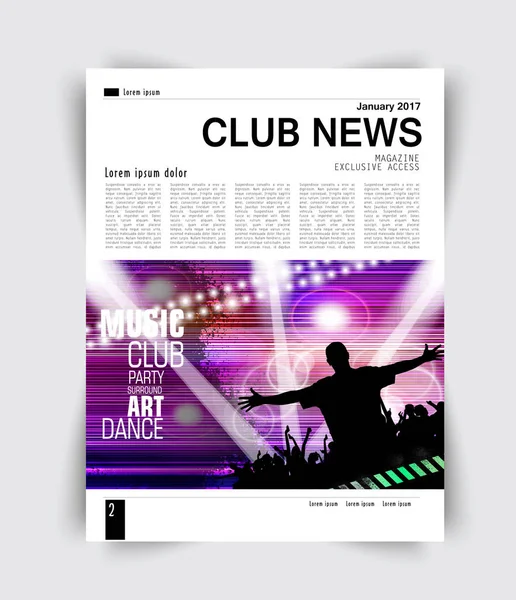 Layout page, music magazine — Stock Vector