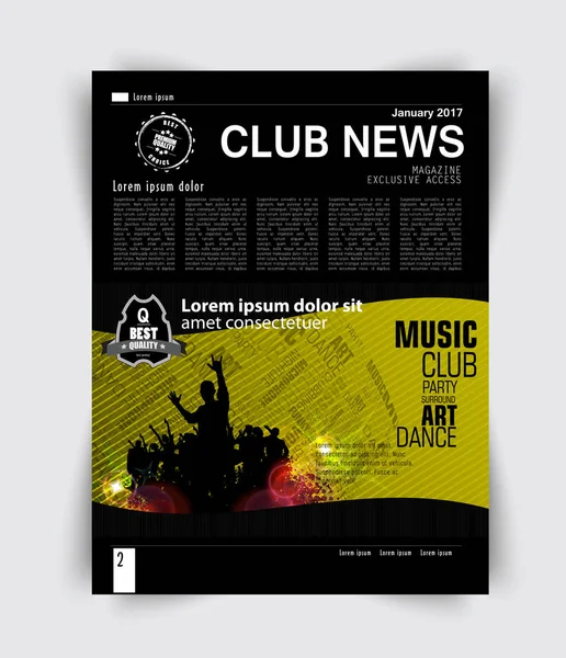 Page de mise en page, magazine musical — Image vectorielle