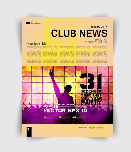 Página de layout, revista de música — Vetor de Stock