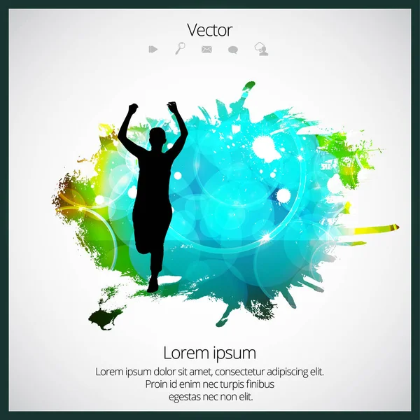 Silhouet van marathonloper — Stockvector