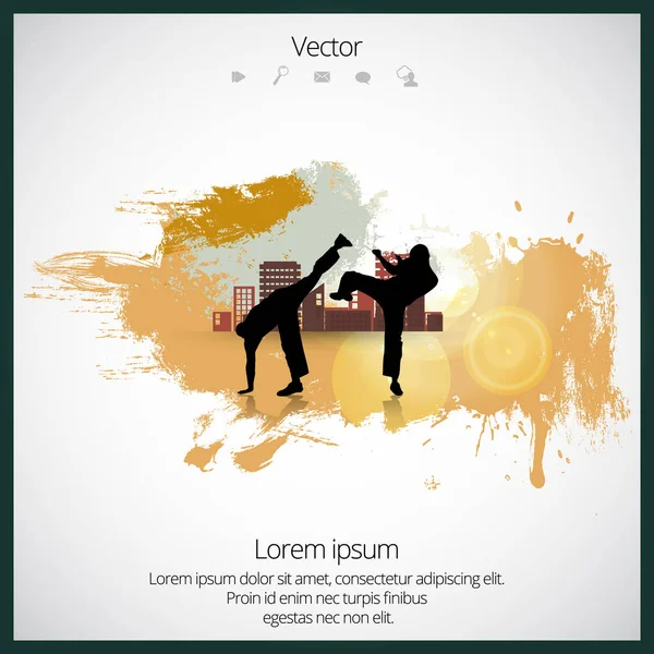 Ilustrasi prajurit karate - Stok Vektor