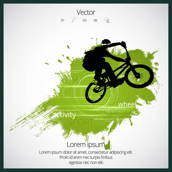 Silueta de puente de bicicleta — Vector de stock