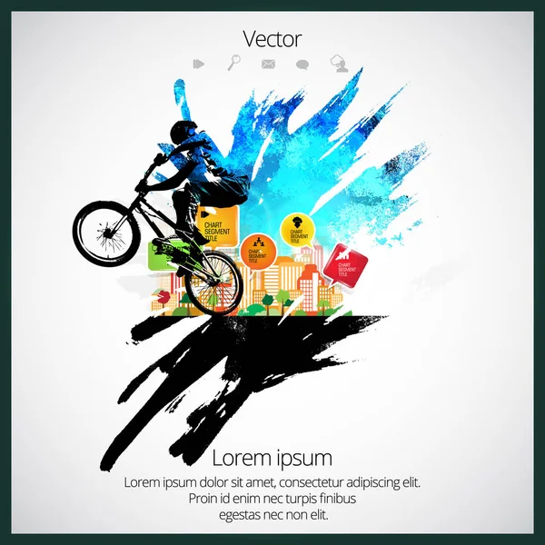 Silhouette of bicycle jumper — Stock Vector