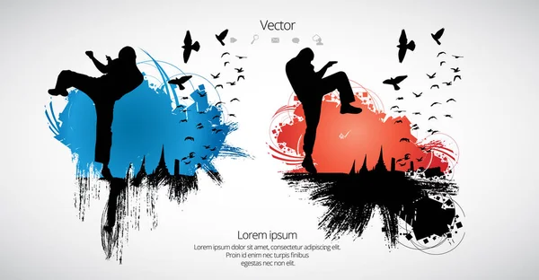 Karate warriors illustration — Stock Vector
