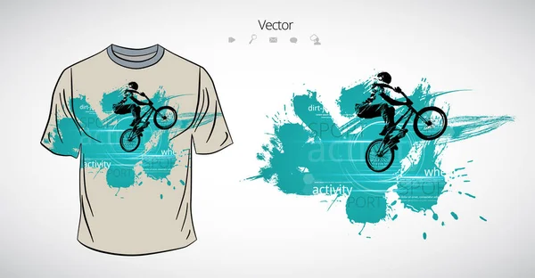 Plantilla de bicicleta camiseta — Vector de stock