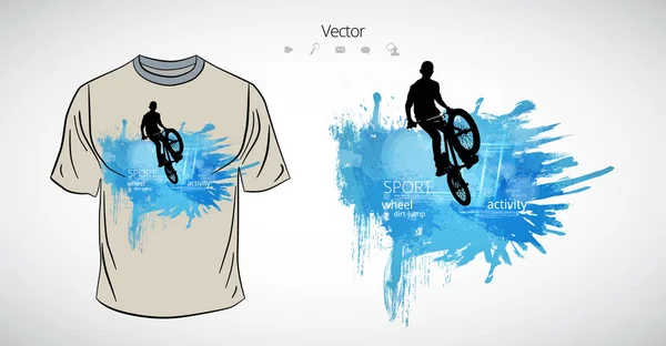 T-shirt modelo de bicicleta — Vetor de Stock