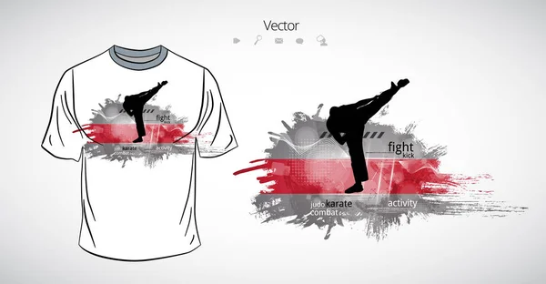 T-Shirt Vorlage mit Karate Illustration — Stockvektor
