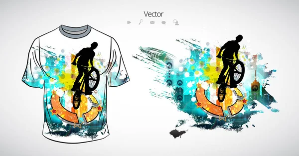 T-shirt-mall med sport illustration — Stock vektor