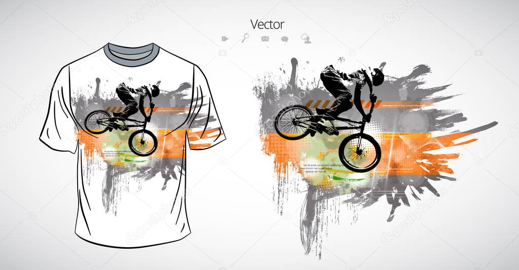 T-shirt template with sport illustration