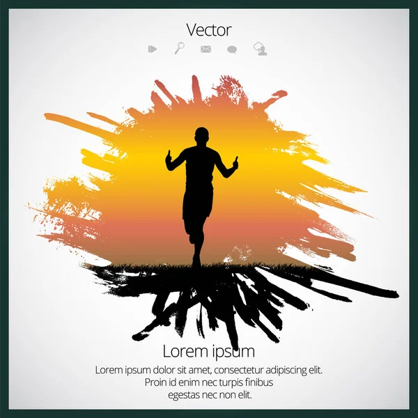 Silhouet van marathonloper — Stockvector