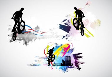 BMX biniciler illüstrasyon