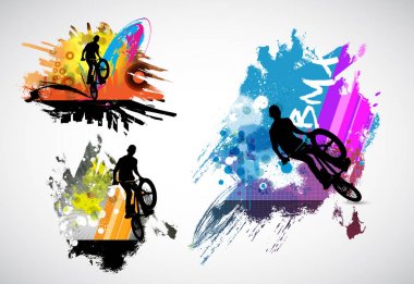 BMX biniciler illüstrasyon