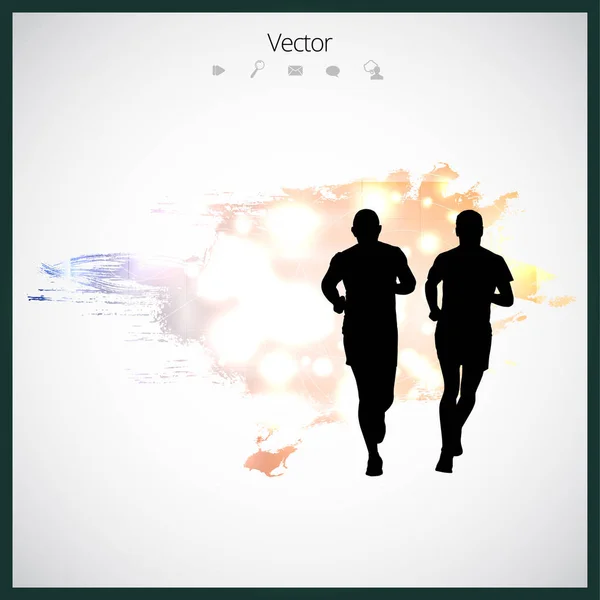 Silhouet van marathonlopers — Stockvector