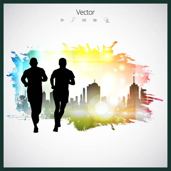 Silhouette des coureurs de marathon — Image vectorielle