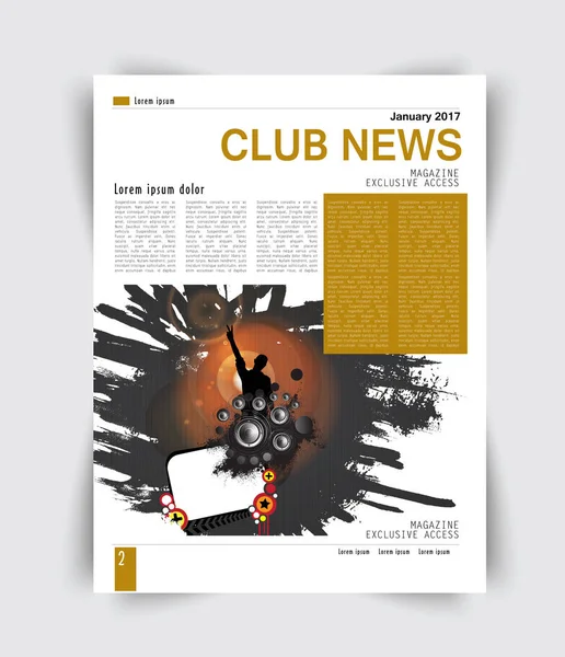 Brochure lay-out met club nieuws — Stockvector