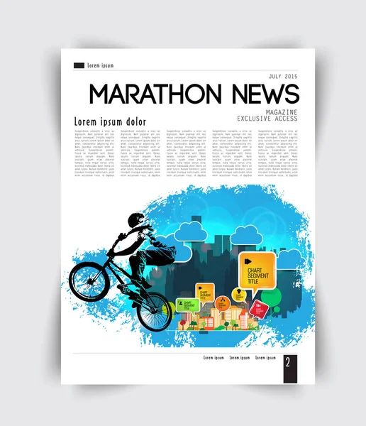 Mise en page de la brochure avec les nouvelles du marathon — Image vectorielle