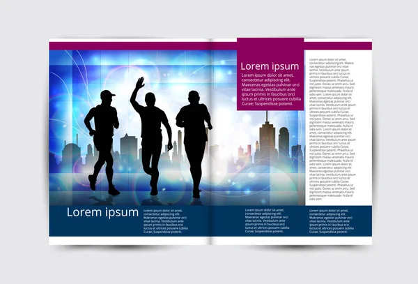 Broschüre-Layout mit Running People — Stockvektor