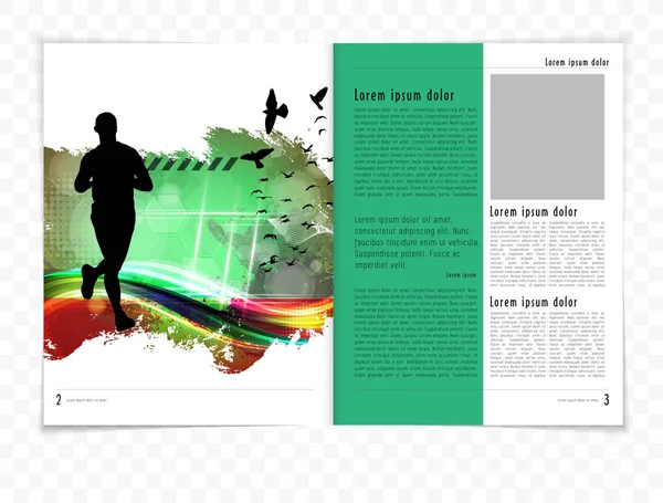 Brochure layout with running people — Stock Vector