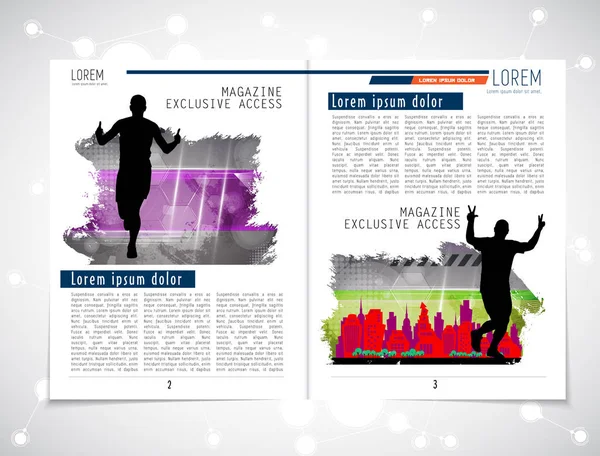 Layout della brochure con persone in corsa — Vettoriale Stock