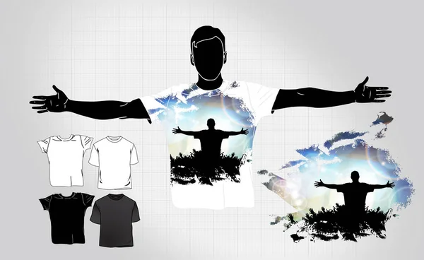 Man's t-shirt met partij ontwerp — Stockvector