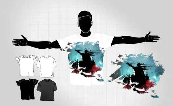 男人的 t 恤与方设计 — 图库矢量图片