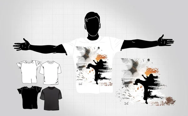 スポーツ デザインと男の t シャツ — ストックベクタ