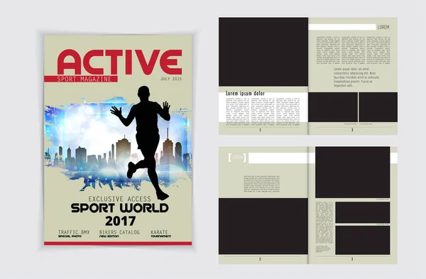 Magazin layout sportivo — Vettoriale Stock