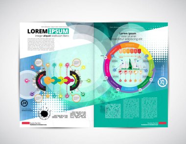 Infographic elemanları ile iş dergi düzeni