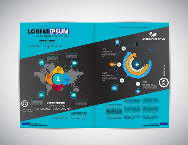 Business magazine lay-out met infographic elementen — Stockvector