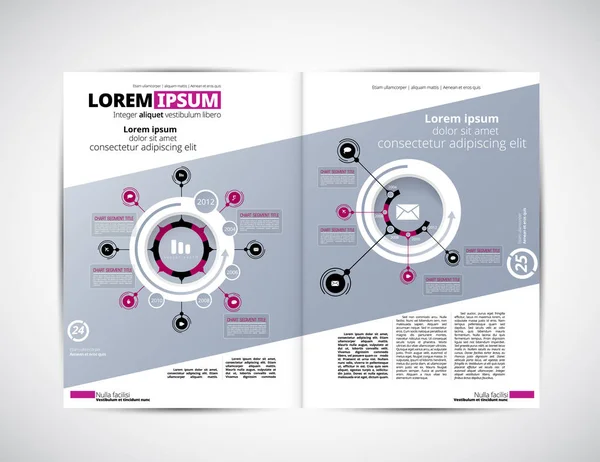 Business magazine lay-out met infographic elementen — Stockvector