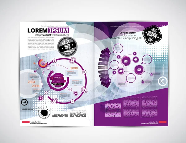 Diseño de revista empresarial con elementos infográficos — Vector de stock
