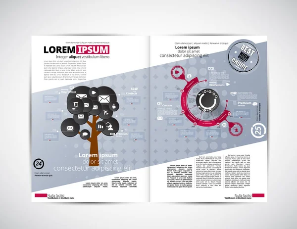 Diseño de revista empresarial con elementos infográficos — Archivo Imágenes Vectoriales