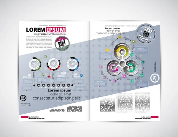 インフォ グラフィックの要素を持つビジネス雑誌のレイアウト — ストックベクタ