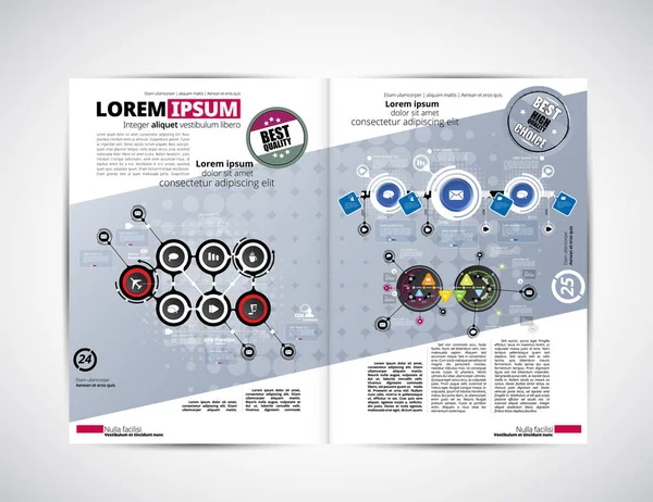 Layout de revista de negócios com elementos infográficos — Vetor de Stock