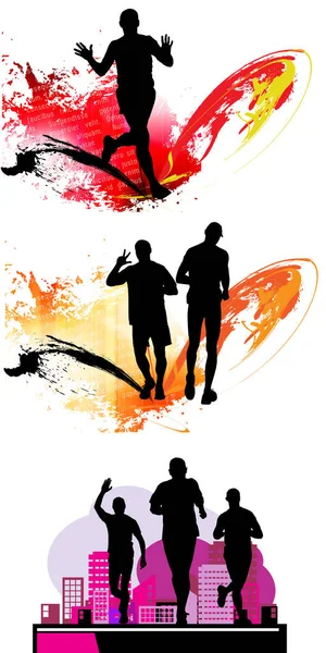 Marathon runners illustration — Stock Vector