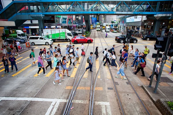 People crowd on zebra crossing street — Stock Photo, Image