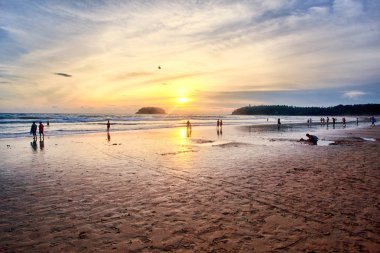 Okyanus dalgaları ve beach Phuket Adası