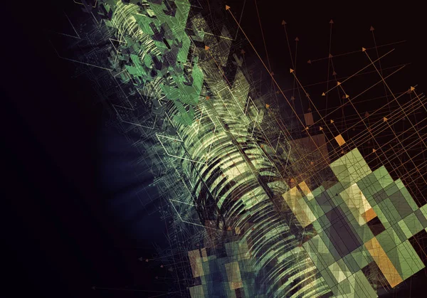 3D-rendering av digitala pilar teknik bakgrund — Stockfoto