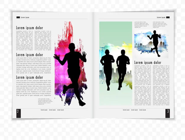 Layout magazine with runner illustration — Stock Vector